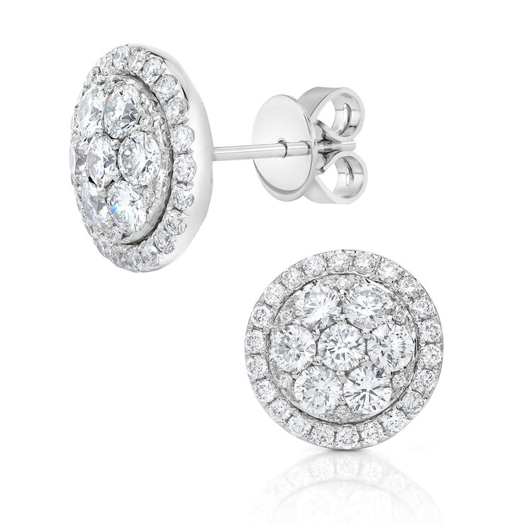 1.51ctw Round Brilliant Cut Diamond Multi Stone Earrings, 14ct White Costco UK