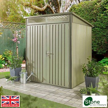 Stone Garden 5ft 11" x 5ft 11" (1.8m x 1.84m) Two Door Steel Shed in 2 Colours