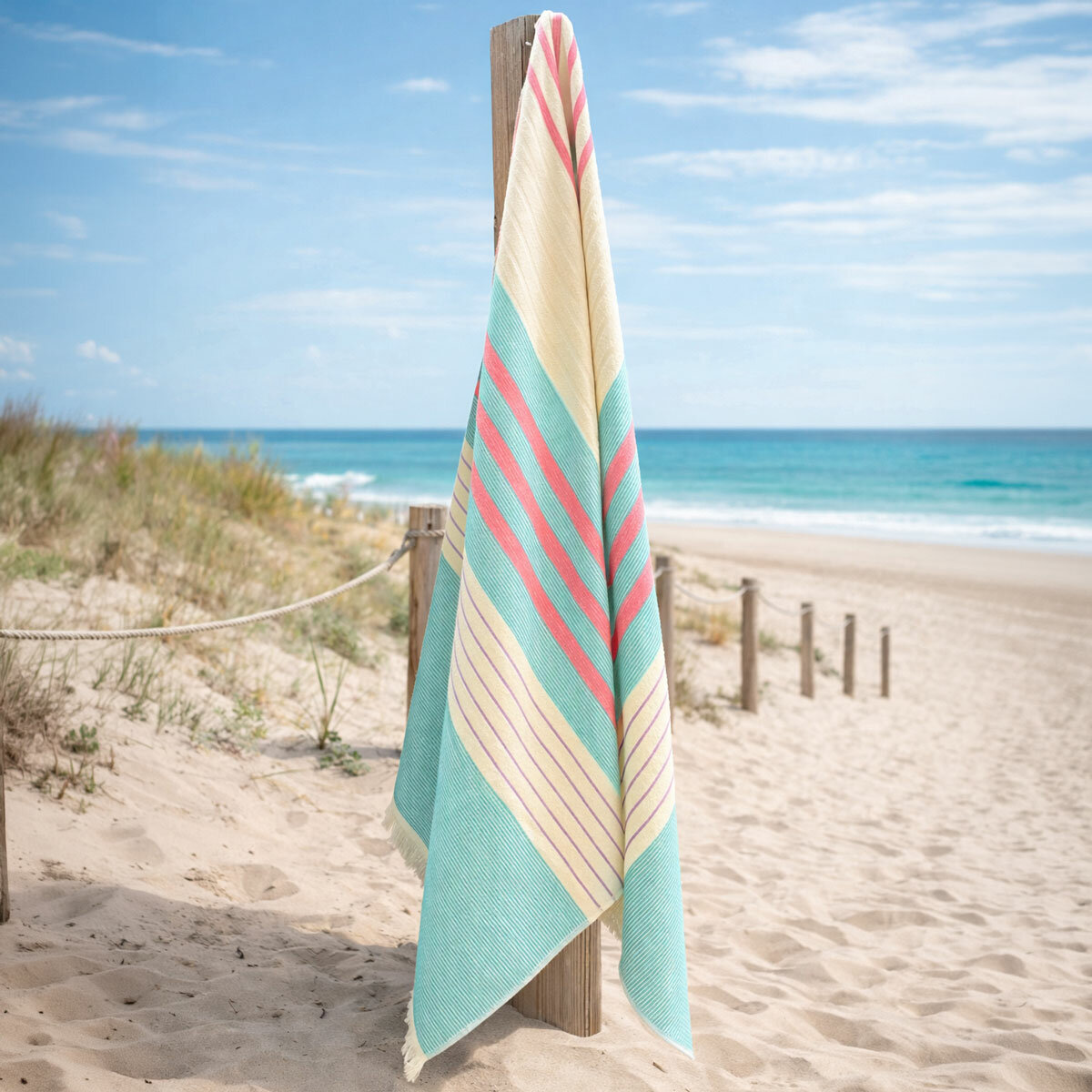Made in Portugal 100% Cotton Blue & Pink Beach Towel Made in Portugal 100% Cotton Blue & Pink Beach Towel