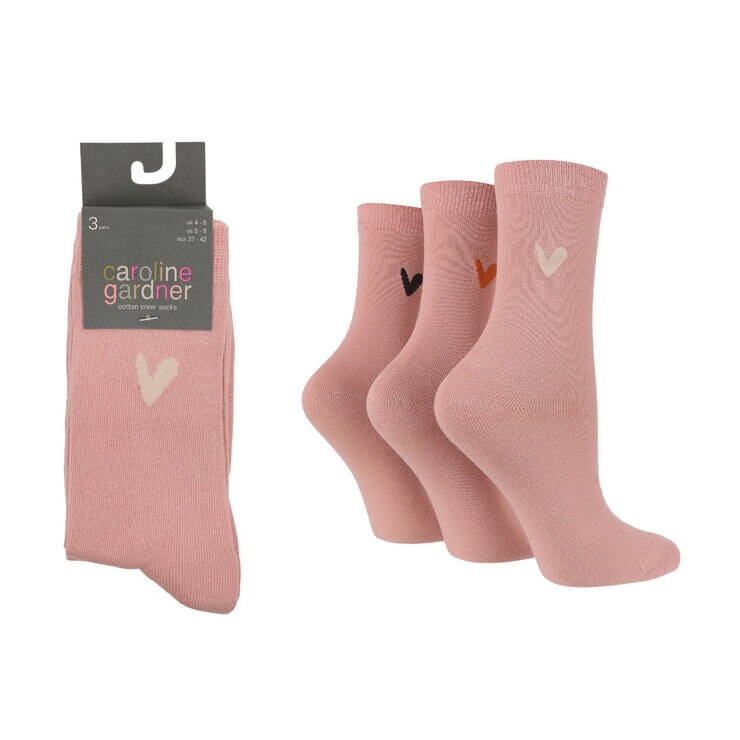 Caroline Gardner Ladies Crew Sock 6 Pack in Pink Caroline Gardner Ladies Crew Sock 6 Pack in Pink