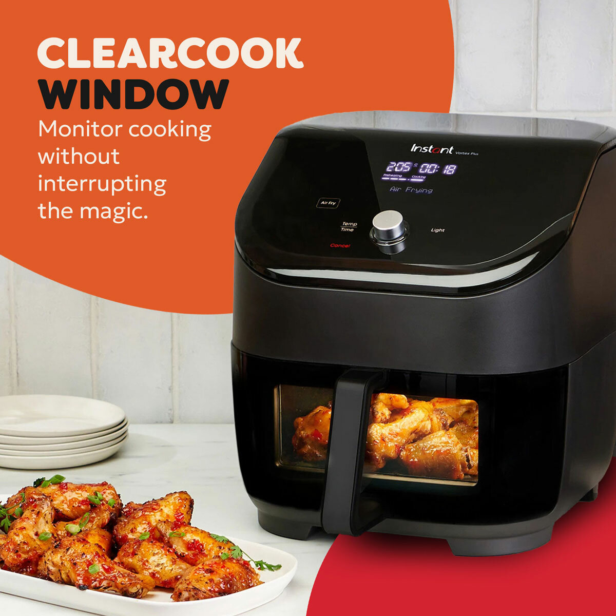 Lifestyle image of Instant Vortex Plus ClearCook Air Fryer with clearcook window