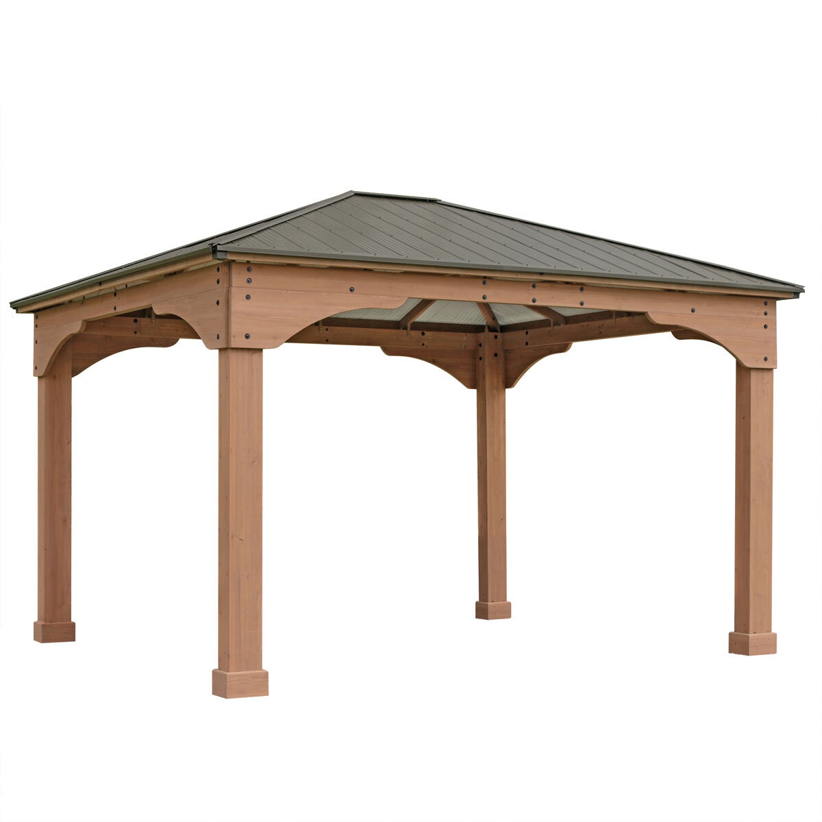 Yardistry 14ft x 12ft (4.3 x 3.7m) Wooden Gazebo with Aluminium Roof