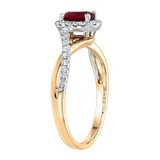 Oval Cut Ruby and 0.20ctw Diamond Ring, 14ct White and Yellow Gold