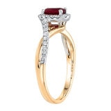 Oval Cut Ruby and 0.20ctw Diamond Ring, 14ct White and Yellow Gold