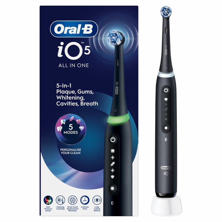 Image of io5 toothbrush in black with box Image of io5 toothbrush in black with box