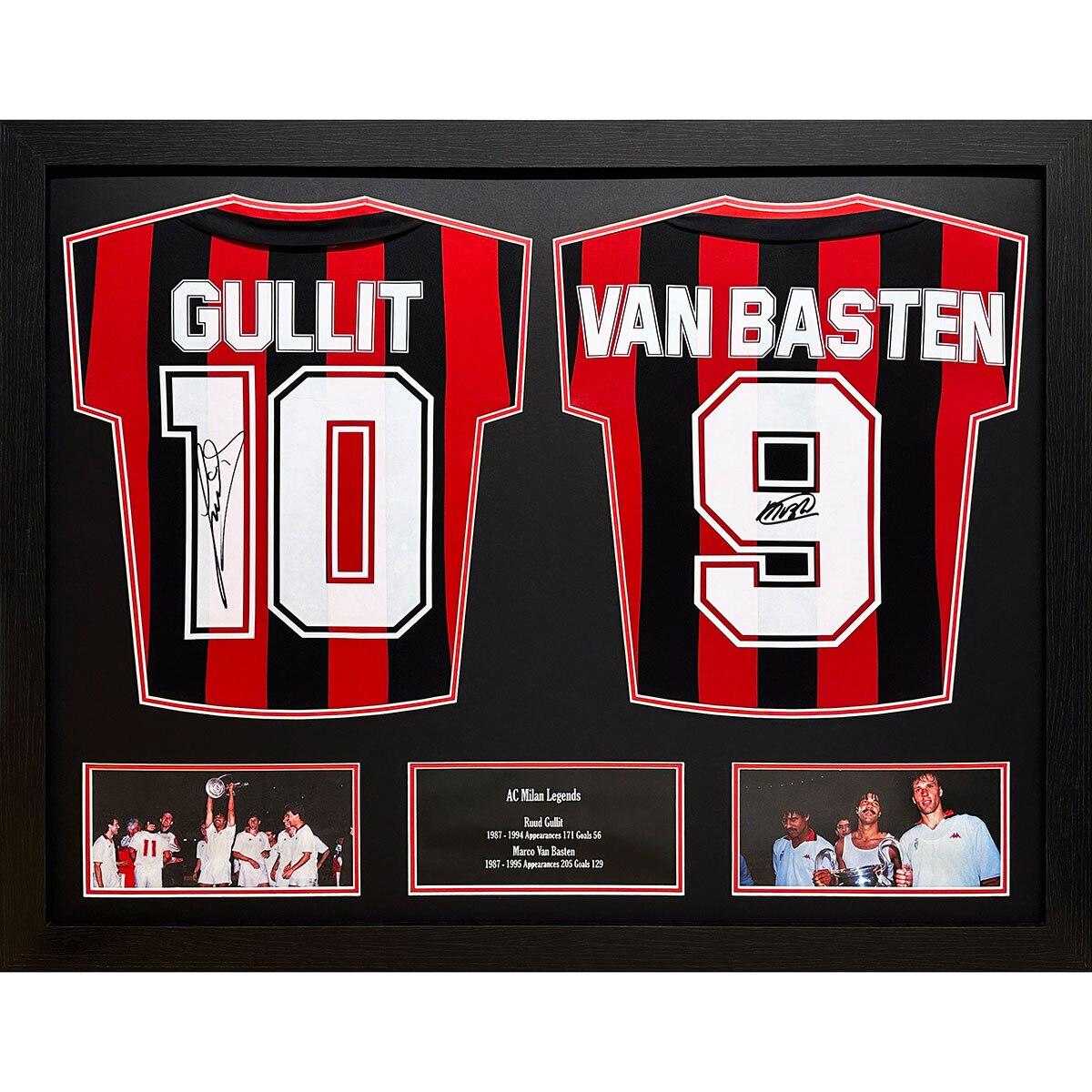 Gullit & Van Basten double signed AC Milan shirt display