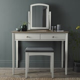 Bentley Designs Whitby Scandi Oak & Soft Grey Dressing Table & Stool