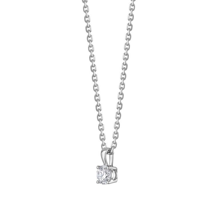 0.50ct Round Brilliant Cut Diamond Solitaire Pendant, 18ct White Gold