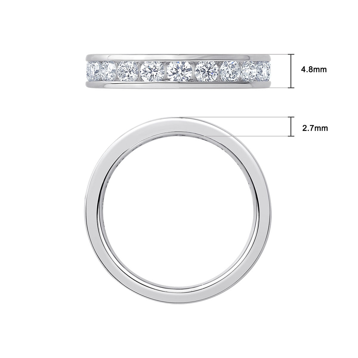 2.00ctw Round Brilliant Cut Channel Set Eternity Ring, Platinum