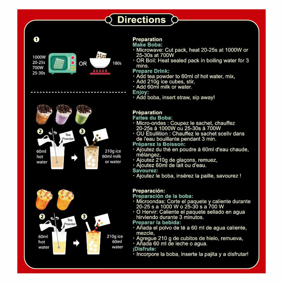 JWAY Taiwan Boba Tea Kit Directions to make