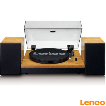 Lenco LS-300WD Turntable Music System with Two Separate Speakers, MMC Cartridge in Natural Wood