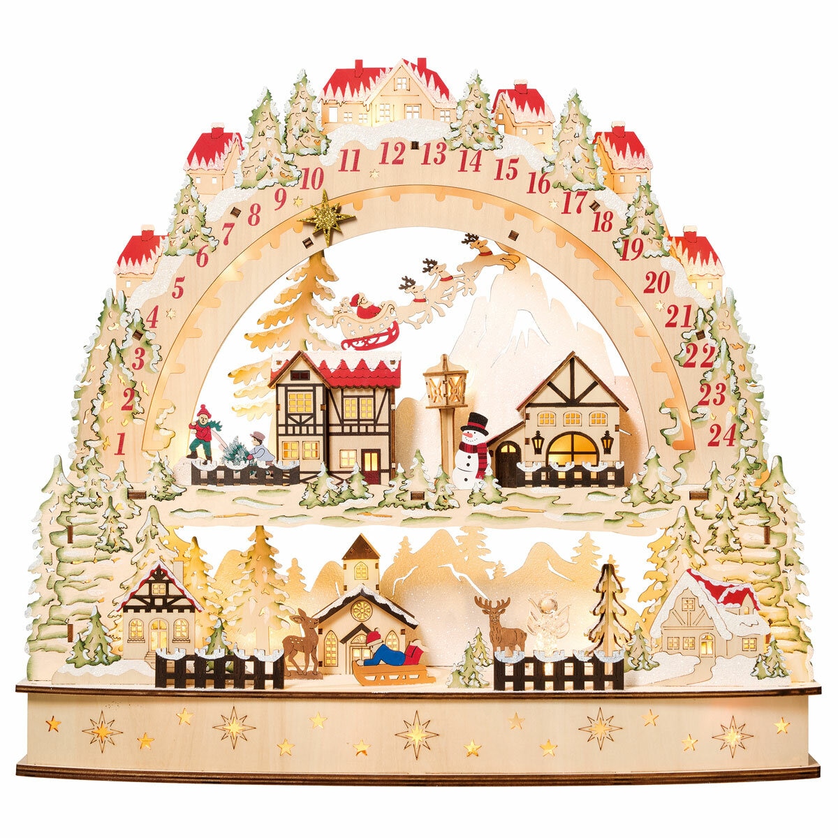 Wooden LED Advent Christmas Calendar With LED Lights Wooden LED Advent Christmas Calendar With LED Lights
