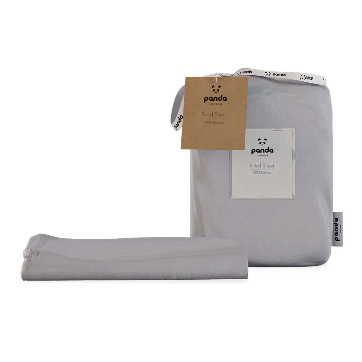 panda bamboo fitted sheet in quiet grey