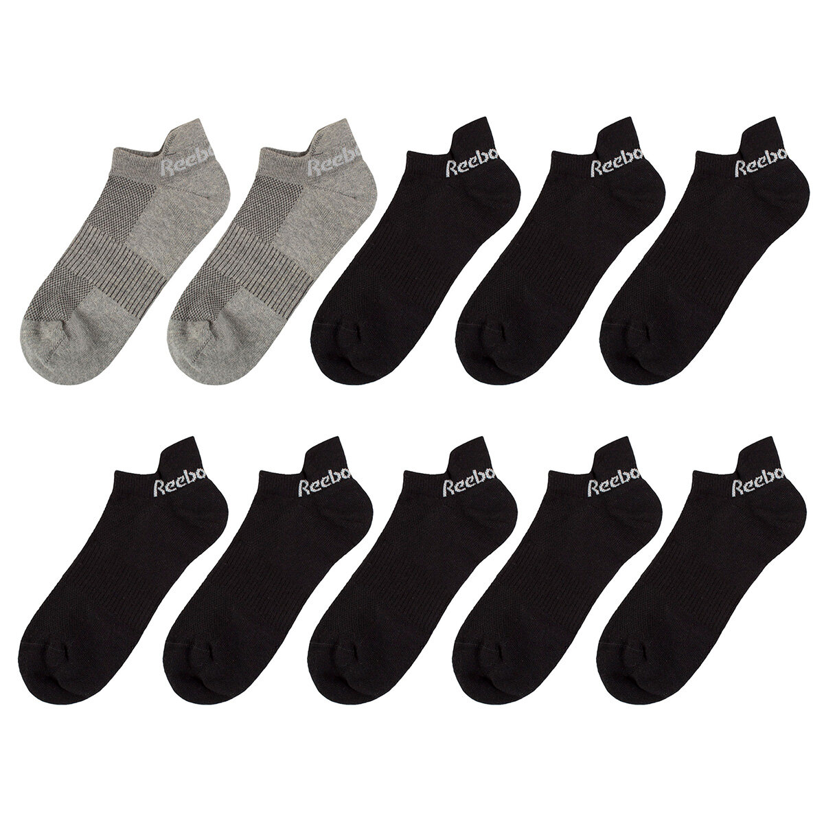 Reebok Men's Trainer Sock 10 Pack in Black/Grey