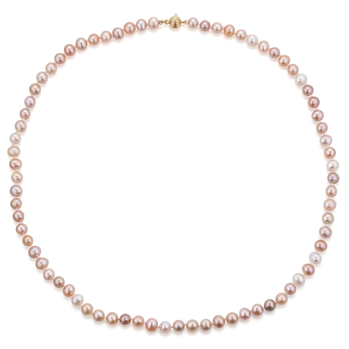 5-5.5mm Cultured Freshwater Pink Pearl Necklace, 14ct Yellow Gold 5-5.5mm Cultured Freshwater Pink Pearl Necklace, 14ct Yellow Gold