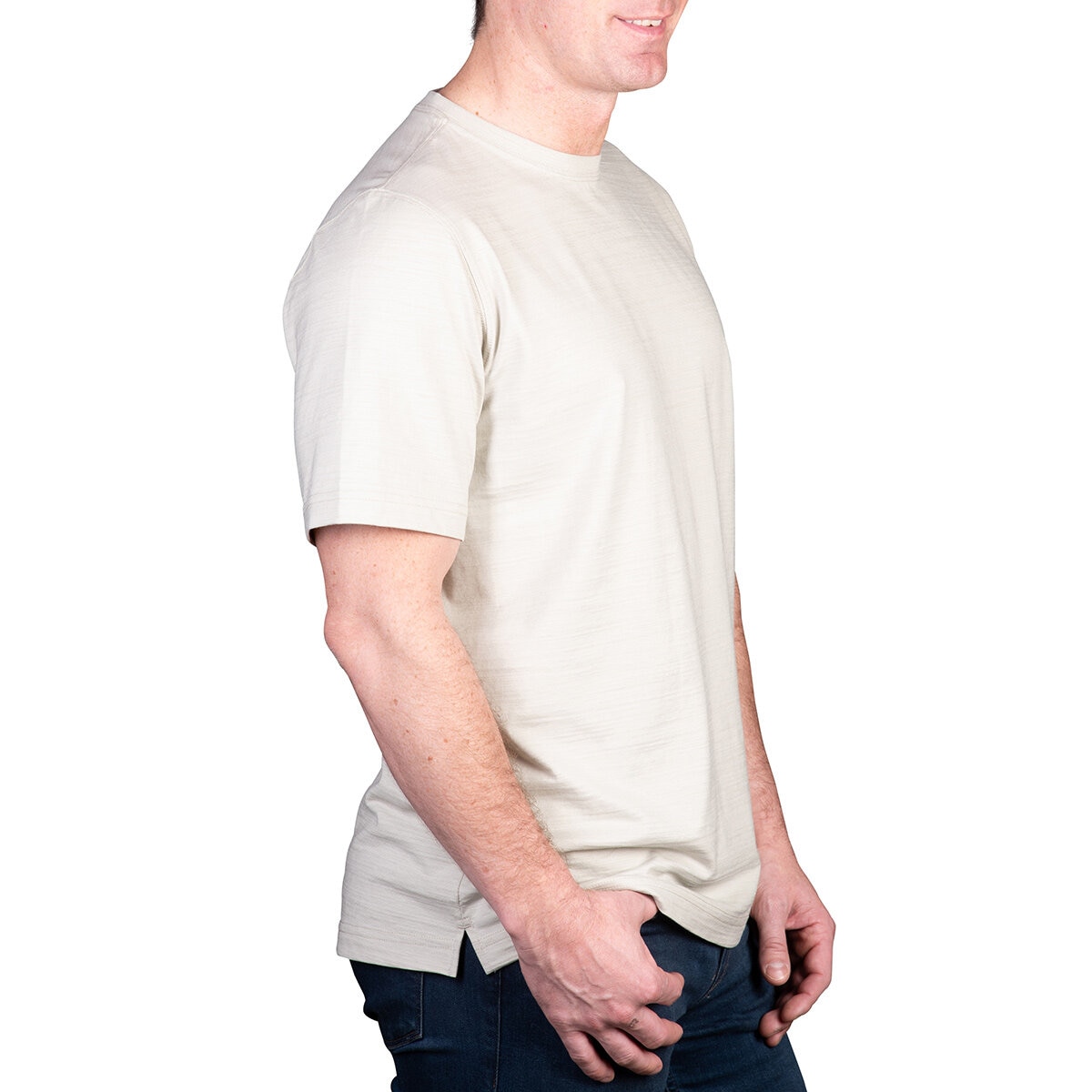 Kirkland Signature Men's Pima Cotton Slub Tee in Tan, Extra Extra Large