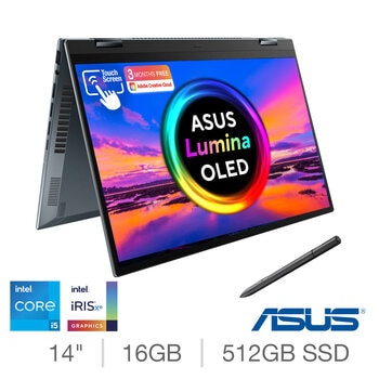 ASUS Zenbook 14 Flip OLED, Intel Core i5, 16GB RAM, 512GB SSD, 14 Inch Convertible Laptop, UP5401ZA-KN056W