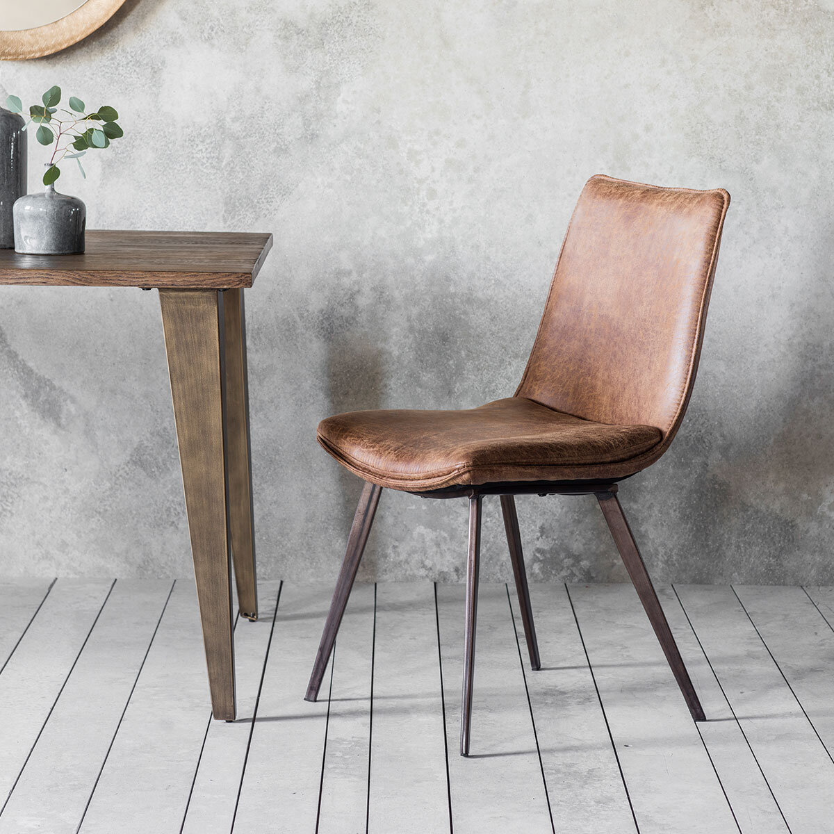 Gallery Hinks Brown Faux Leather Dining Chair