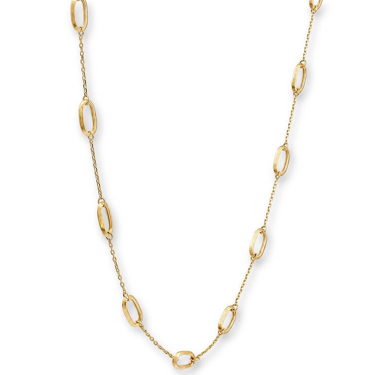 14ct Yellow Gold Paperclip Station Necklace 14ct Yellow Gold Paperclip Station Necklace