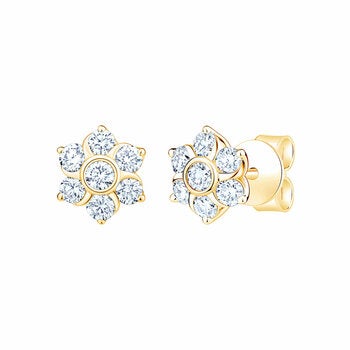 0.65ctw Round Brilliant Cut Diamond Daisy Earrings , 14ct White Gold