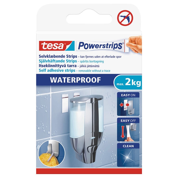 Tesa Powerstrips® Waterproof Doublesided Removable Adhesive Strips, 6