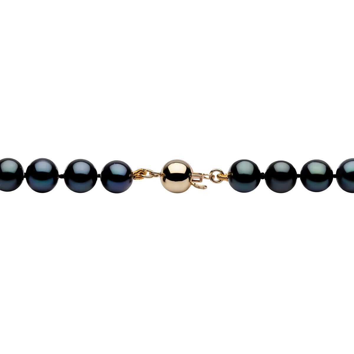 6 6.5mm Cultured Freshwater Black Pearl Necklace 18ct Ye