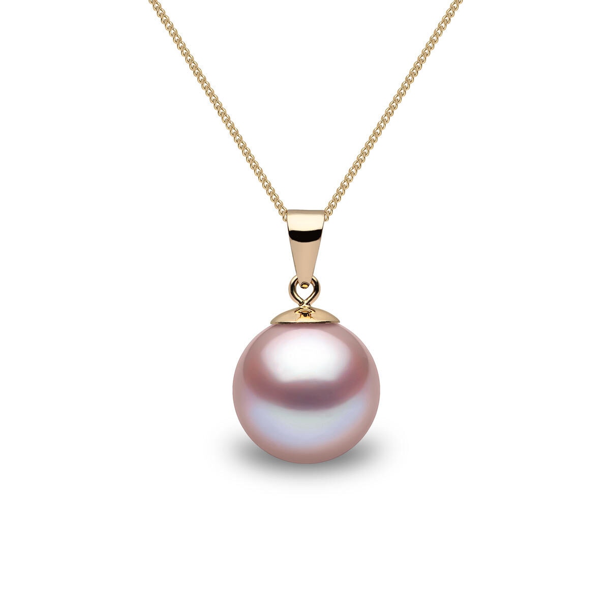 Freshwater Pink Pendant, 18 Yellow Gold