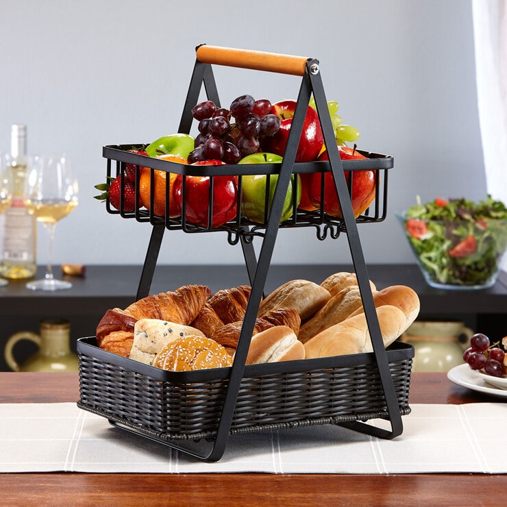 Lifestyle image of fruit in both baskets Lifestyle image of fruit in both baskets