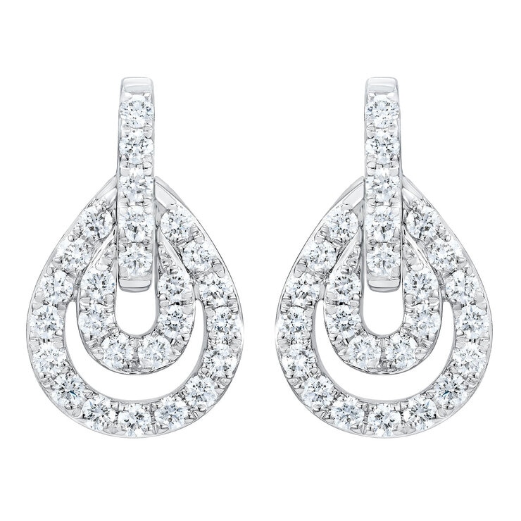 0.65ctw Round Brilliant Cut Diamond Drop Earrings, 14ct White Gold 0.65ctw Round Brilliant Cut Diamond Drop Earrings, 14ct White Gold