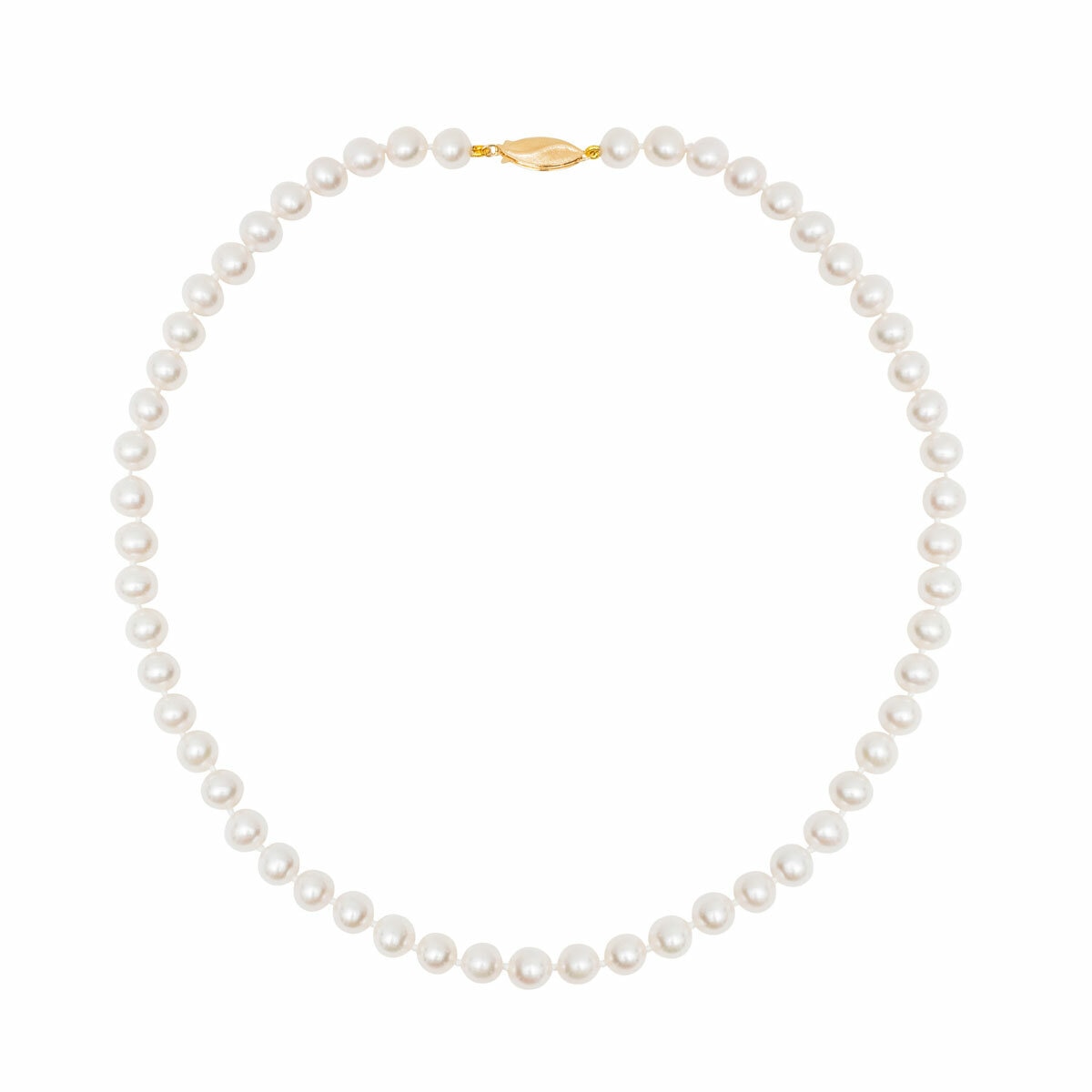 7-7.5mm Cultured Freshwater White Pearl Necklace, 14ct Yellow Gold 7-7.5mm Cultured Freshwater White Pearl Necklace, 14ct Yellow Gold