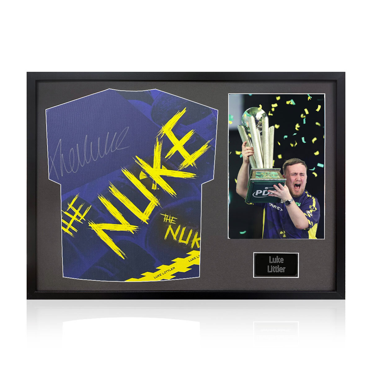 Luke Littler Signed Framed Snooker Shirt including 1 Photo, with Black Mount