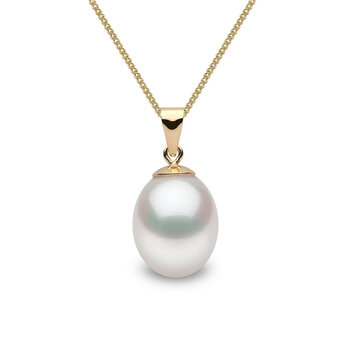 9mm Cultured Freshwater White Pearl Pendant, 18ct Yellow Gold