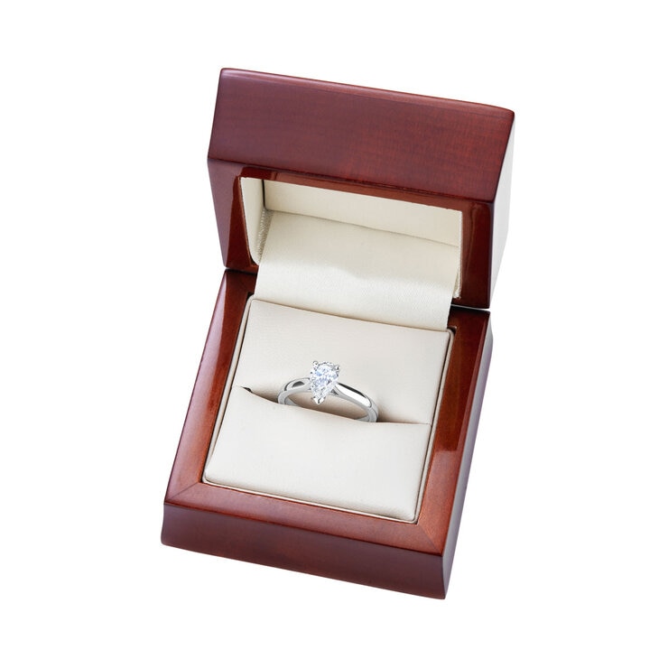 1.00ct Pear Cut Diamond Solitaire Ring, Platinum