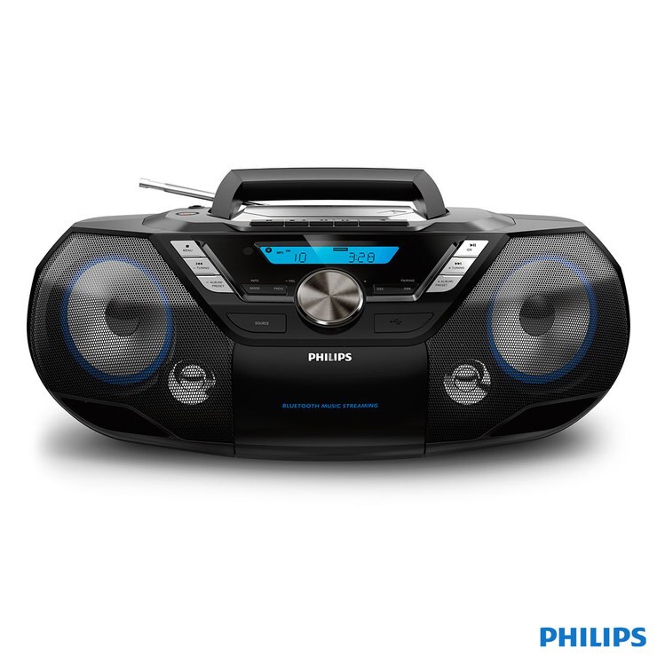 Philips CD Soundmachine 12W Portable Speaker with Bluetooth, Cassette and CD player, AZB798T/12