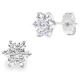 0.66ctw Round Brilliant Cut Diamond Cluster Earrings, 18ct White Gold