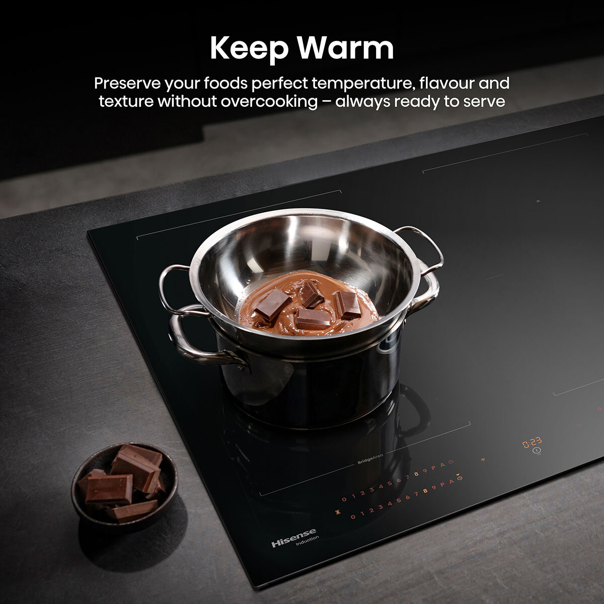 Hisense Hi8 HI6443BSCWF 60cm Induction Hob with Area Flex, in Black