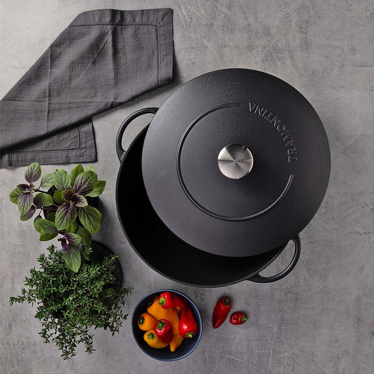 Tramontina Enameled Cast Iron Wok, 32cm / 5.0L