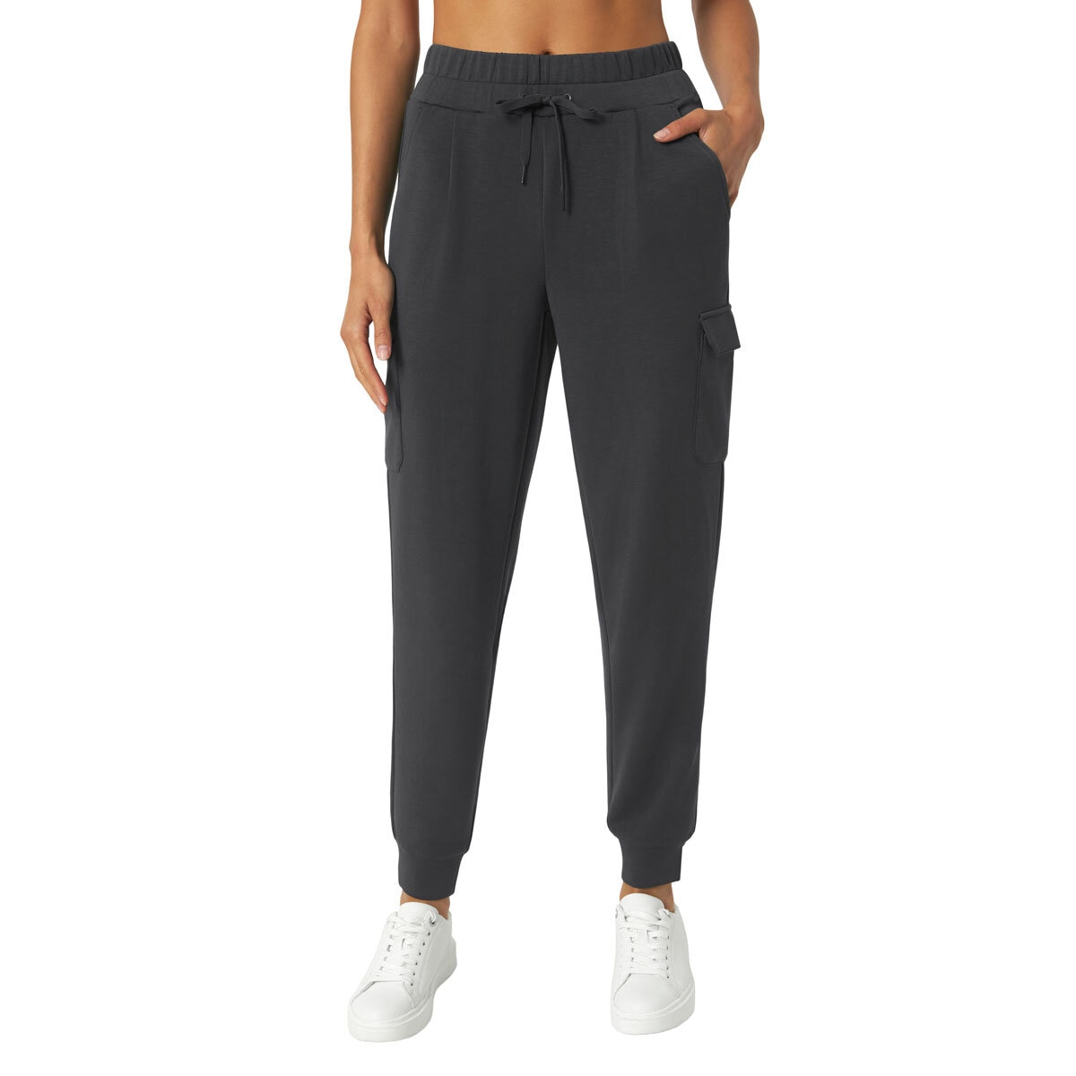 Mondetta Ladies Cargo Scuba Cuffed Pant in Black
