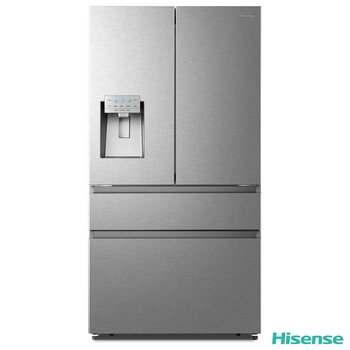 Hisense RF728N4SASE, Multi Door Fridge Freezer with Non Plumbed Water and Ice Dispenser,  E Rated in Stainless Steel
