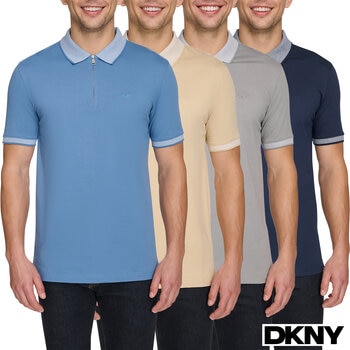 DKNY Men's Zip Collar Polo