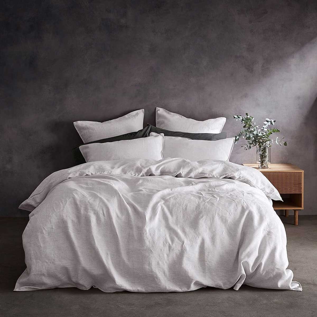 Lazy Linen 100% Washed Linen White Duvet Cover & Pillowcase Set in 4 Sizes 