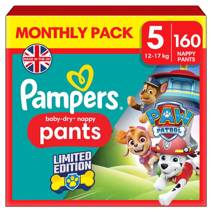 Pampers Paw Patrol Baby Dry Pants Size 5, 160 Pack Pampers Paw Patrol Baby Dry Pants Size 5, 160 Pack