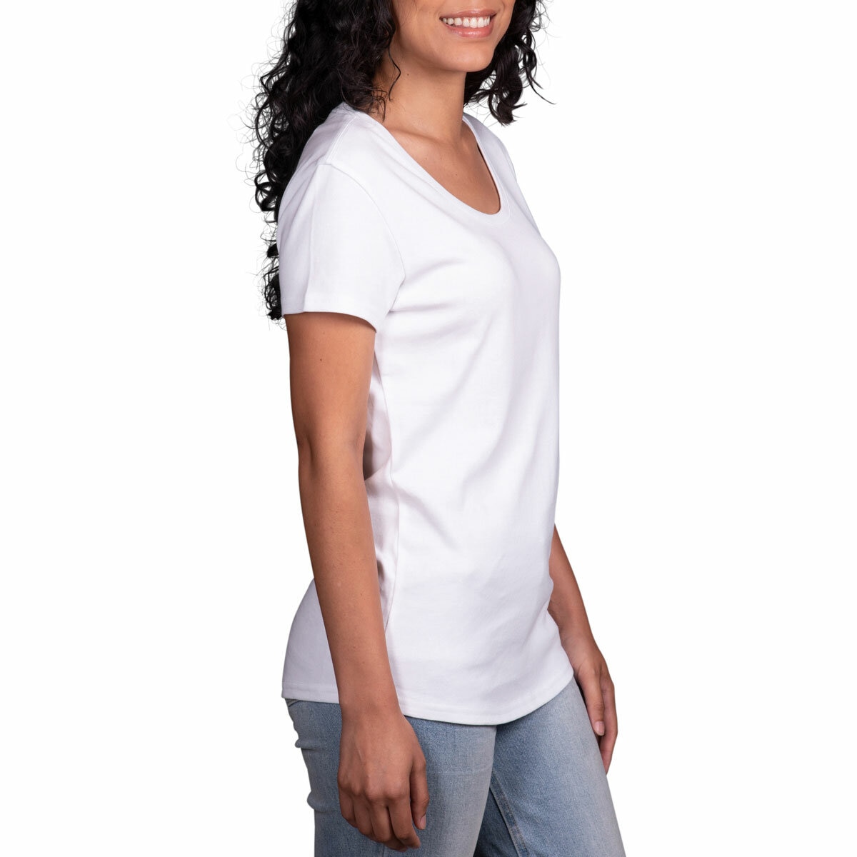 Kirkland Signature Ladies Scoop Neck Pima Tee in White