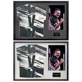 Gian van Veen Signed Framed Darts Shirt including 1 Photo in 2 Options: White or Black