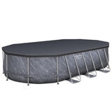 Bestway 20ft x 12ft Platinum Series Power Steel Oval Frame Pool with Sand Filter Pump and Solar Powered Pool Pad