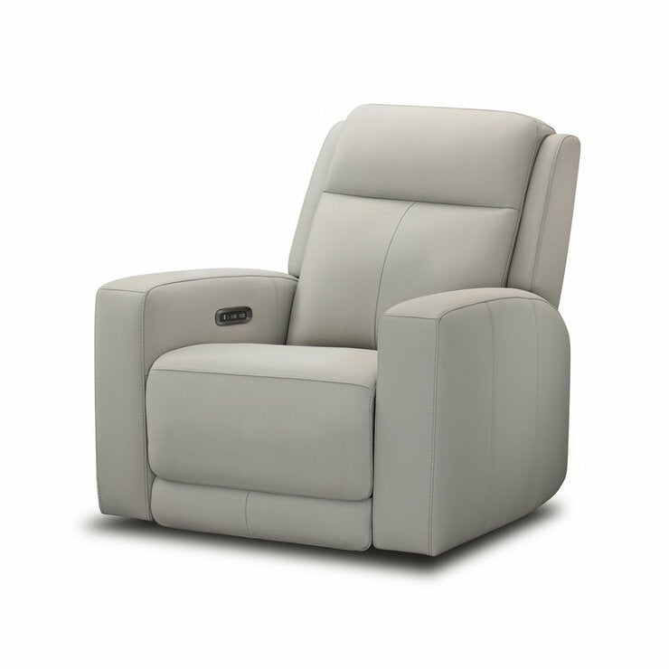 Simon Li Wren Light Grey Leather Power Reclining Armchair with Power Headrest Simon Li Wren Light Grey Leather Power Reclining Armchair with Power Headrest