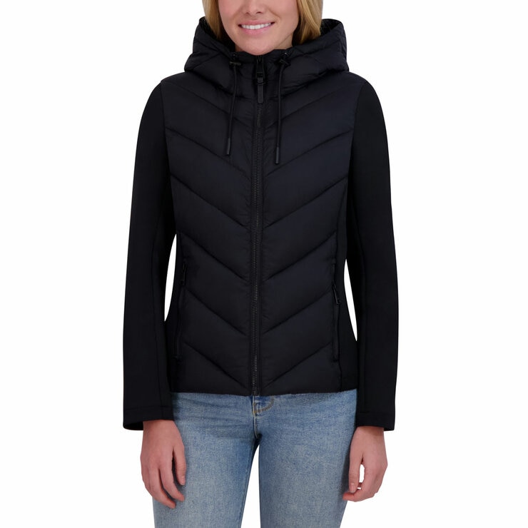 DKNY Women's Mixed Media Jacket in Black
