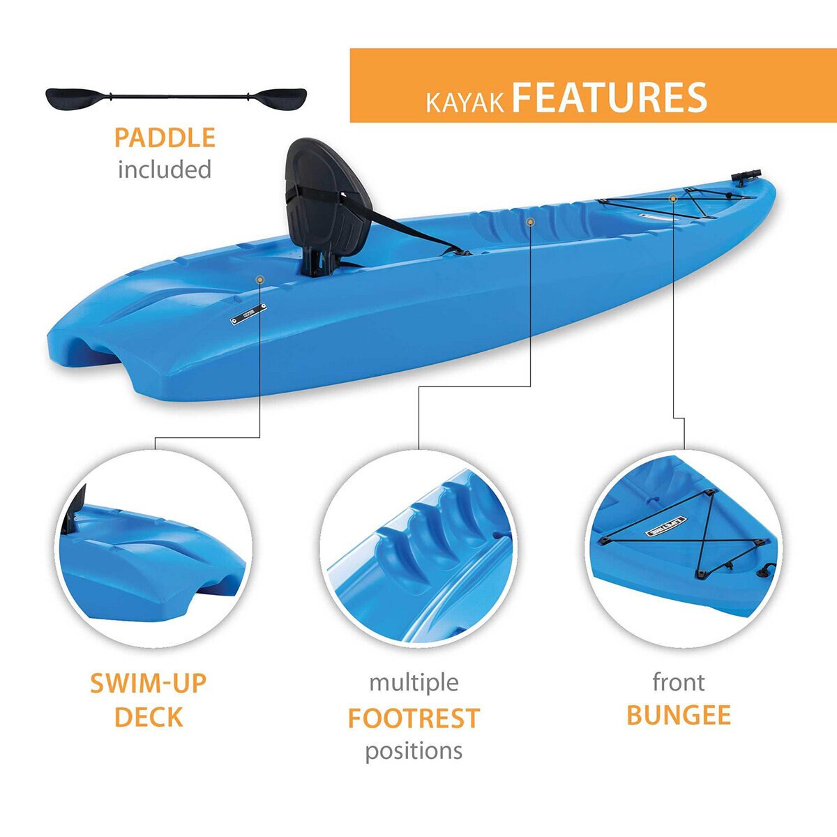 Lifetime Hydros 8ft 5" (256 cm) 1 Person  Sit On Kayak With Paddle