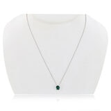 Lab Emerald Birthstone Pendant, 14ct White Gold
