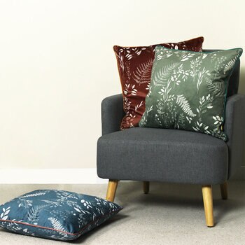 Woodland Forest Botanical Cushion, 2 Pack in 3 Colours